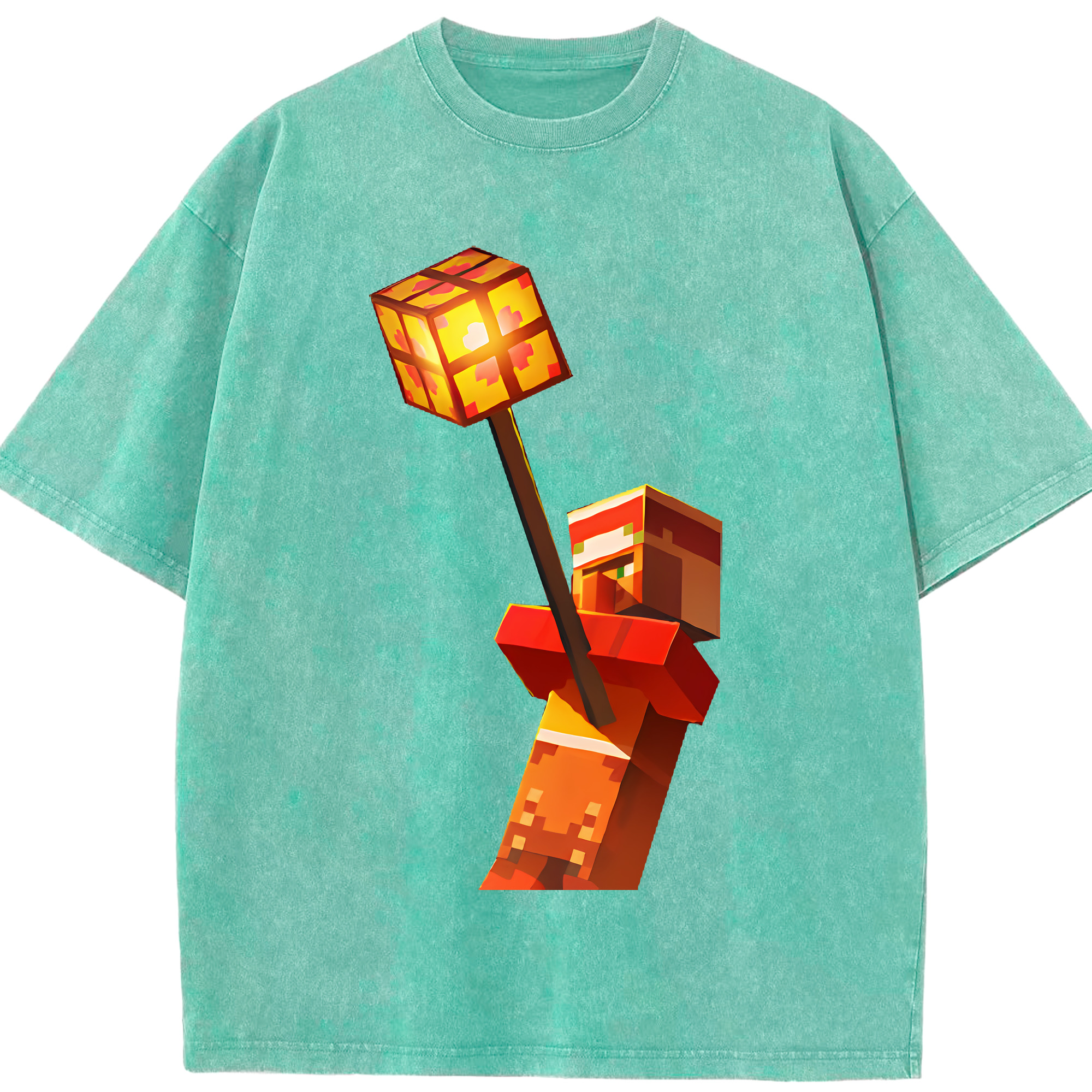 （画像用） マインクラフト ブロックの世界 Minecraft MC Block world 綿100% ヴィンテージ風 半袖Tシャツ（フロントプリント）